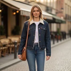 Vintage Y2K Roxy Sherpa Lined Denim Jacket Women’s XL Surf Skate Trucker